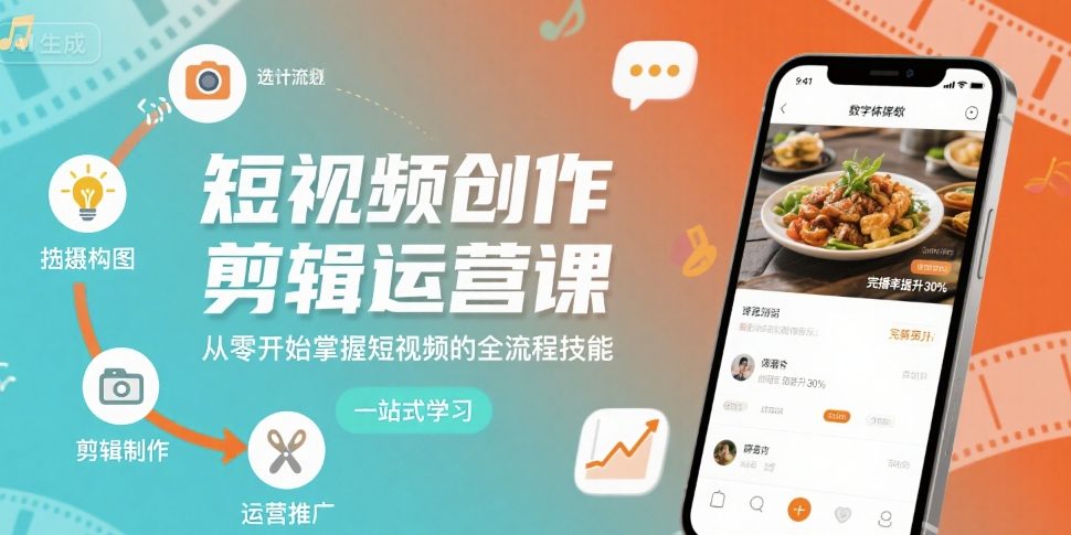 短视频创作剪辑运营课，从零开始掌握短视频的全流程技能-最全资源库
