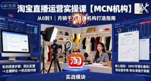 淘宝直播运营实操课【MCN机构】,从0到1做一家月销千W的直播机构-最全资源库