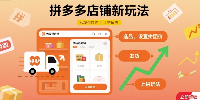 拼多多店铺新玩法,代发供应链上拼玩法-最全资源库
