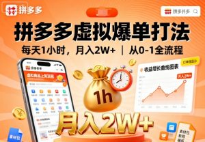 拼多多虚拟爆单打法，每天1小时，月入2W+，从0-1全流程-最全资源库