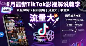 8月最新TikTok影视解说教学，新版解决TK目前困境，流量大，收益高-最全资源库