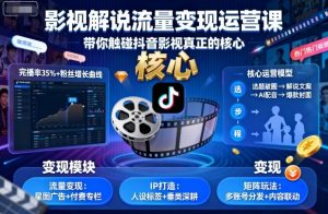影视解说流量变现运营课，带你触碰抖音影视真正的核心-最全资源库