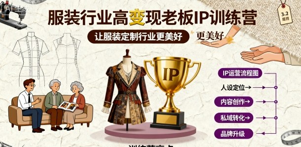 服装行业高变现老板IP训练营,让服装定制行业更美好-最全资源库