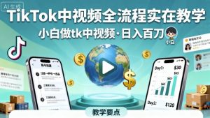 TikTok中视频全流程实操教学,小白做tk中视频,日入百刀-最全资源库