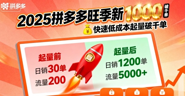2025拼多多旺季新老店铺——快速低成本起量破千单-最全资源库