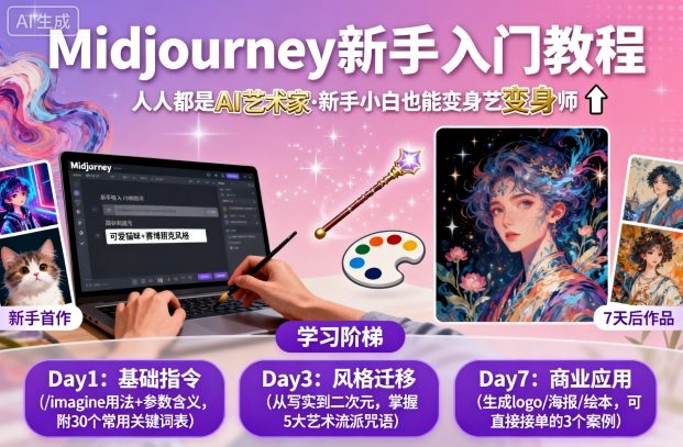 midjourney新手入门教程：人人都是AI艺术家，新手小白也能变身艺术大师-最全资源库