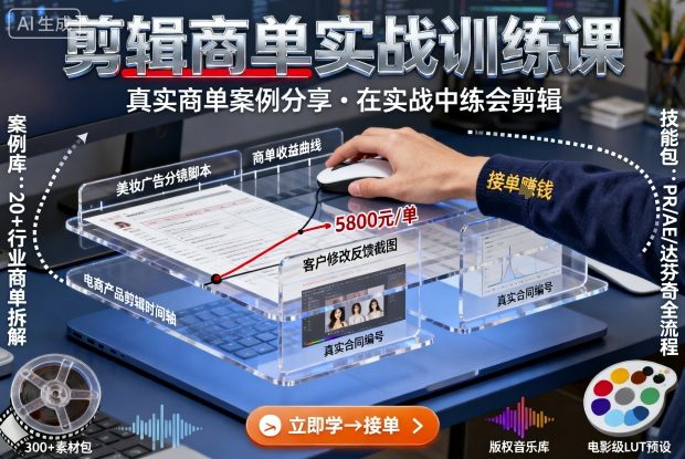 剪辑商单实战训练课,真实商单案例分享,在实战中练会剪辑-最全资源库