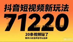抖音短视频新玩法，20条视频挣了1w+，新手小白当天也可以出单-最全资源库