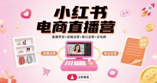 小红书电商直播营,直播带货+店铺运营+笔记运营=全电商-最全资源库