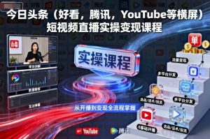 今日头条（好看，腾讯，YouTube等横屏）短视频直播实操变现课程-最全资源库