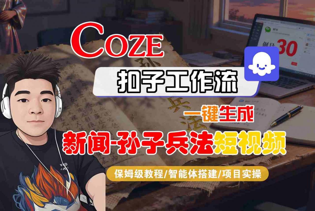 Coze扣子智能体工作流一键生成“新闻-孙子兵法“短视频,全流程保姆级教学-最全资源库