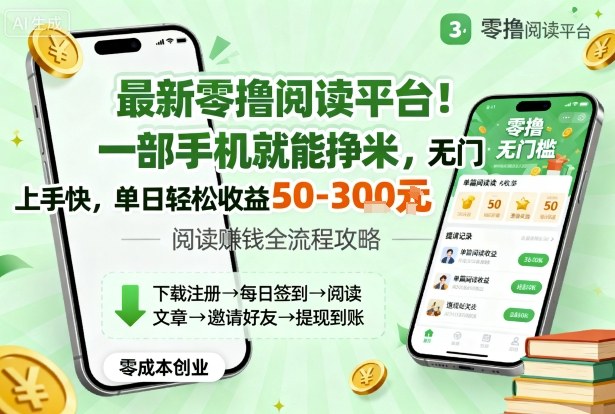 最新零撸阅读平台!一部手机就能挣米,无门槛上手快,单日轻松收益50-3张【揭秘】-最全资源库