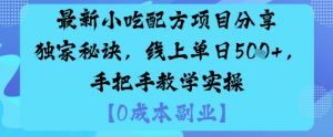 最新小吃配方项目分享独家秘诀,线上单日5张,手把手教学实操-最全资源库