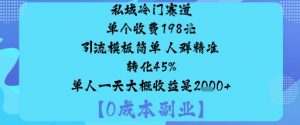 私域冷门赛道:单个收费198米引流模板简单人群精准转化45%单人一天大概收益是1k+-最全资源库