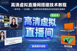 高清虚拟直播间搭建技术教程，一部手机、一台电脑、一块绿布轻松搭建低成本高清虚拟直播间-最全资源库