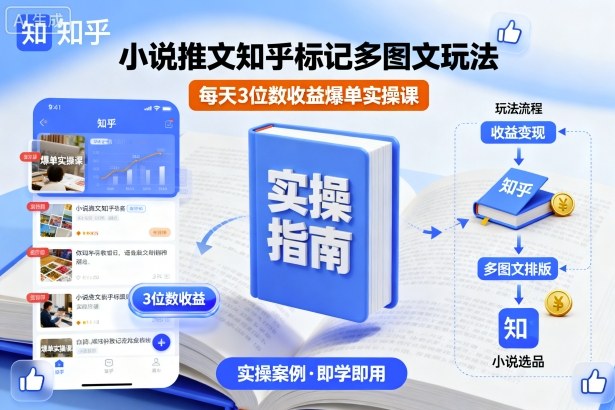 小说推文知乎标记多图文玩法,每天3位数收益爆单实操课-最全资源库