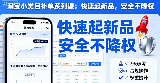 淘宝小类目补单系列课，快速起新品，安全不降权-最全资源库