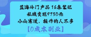 蓝海冷门产品：16条笔记私域变现9750米小众赛道，操作的人不多-最全资源库