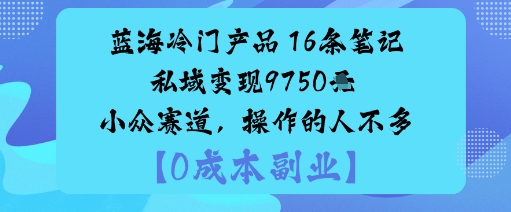 蓝海冷门产品：16条笔记私域变现9750米小众赛道，操作的人不多-最全资源库
