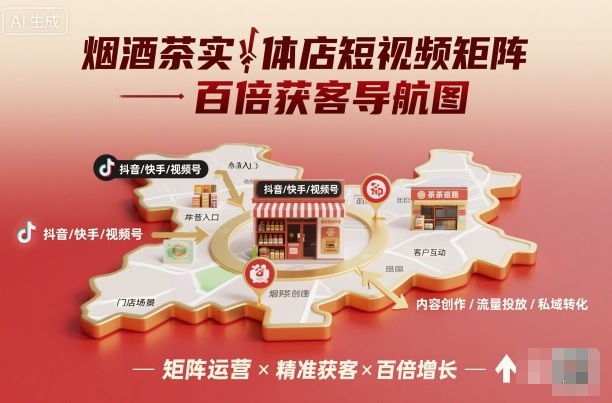 烟酒茶实体店短视频矩阵百倍获客导航图-最全资源库