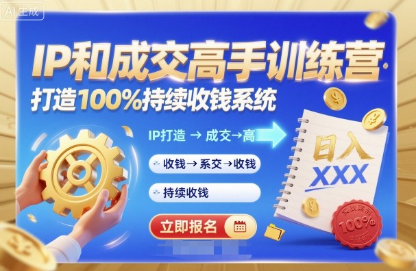带你成为IP和成交高手的训练营，打造100%持续收钱系统-最全资源库
