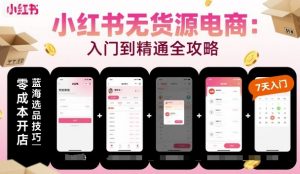 小红书无货源电商，入门到精通，开店+选品+笔记+剪辑+赛道+内容-最全资源库