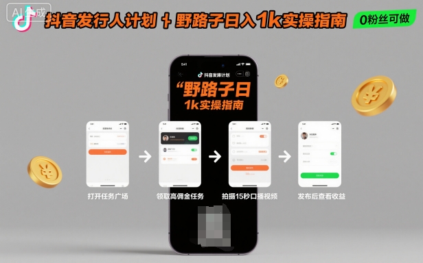 抖音发行人计划全新野路子玩法,随时随地,只要有手机,就能操作,日入1k+【揭秘】-最全资源库