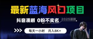 最新蓝海风口项目，抖音漫剧，0粉不实名每天一小时，月入8K+【揭秘】-最全资源库