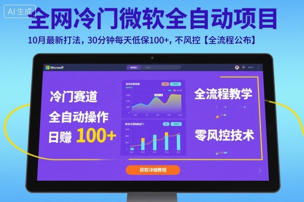 全网冷门微软全自动挂G项目，10月最新打法，30分钟每天低保100+，不风控【全流程公布】【揭秘】-最全资源库