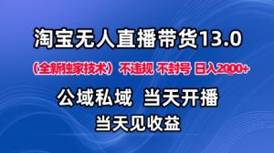 淘宝无人直播13.0,公域私域技术,不封号,不违规布局下半年旺季赛道,日入1K+(独家技术)【揭秘】-最全资源库