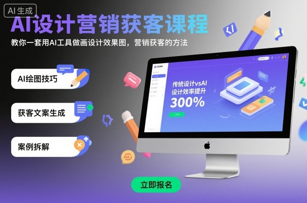 AI设计营销获客课程，教你一套用AI工具做画设计效果图，营销获客的方法-最全资源库