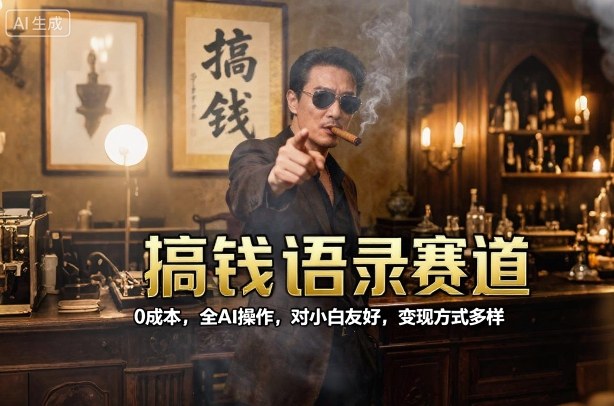 搞钱语录赛道,0成本,全AI操作,对小白友好,变现方式多样-最全资源库