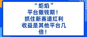 “炬焰”：平台撒钱期！抓住新赛道红利，5分钟二创内容，收益是其他平台几倍！-最全资源库