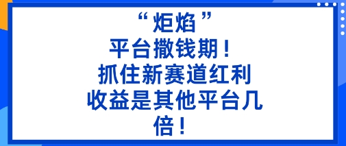 “炬焰”：平台撒钱期！抓住新赛道红利，5分钟二创内容，收益是其他平台几倍！-最全资源库