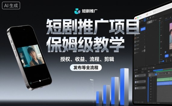 短剧推广项目保姆级教学，授权、收益、流程、剪辑，发布等全流程-最全资源库
