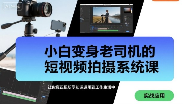 小白变身老司机的短视频拍摄系统课，让你真正把所学知识运用到工作生活中-最全资源库