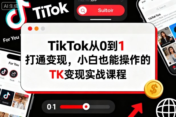 TikTok从0到1打通变现，小白也能操作的TK变现实战课程-最全资源库