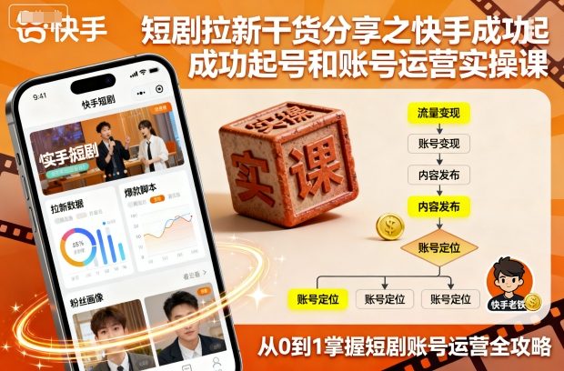 短剧拉新干货分享之快手成功起号和账号运营实操课-最全资源库