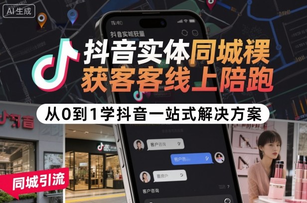抖音实体同城获客线上陪跑,从0到1学抖音一站式解决方案-最全资源库