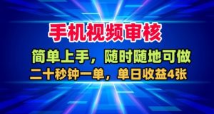 手机视频审核,随时随地可做,二十秒钟一单,单日收益4张+【揭秘】-最全资源库