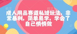 成人用品赛道私域玩法,非常暴利,简单易学,学会了自己悄悄做-最全资源库