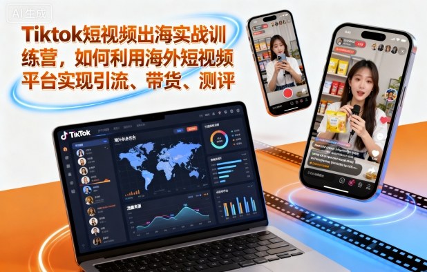 Tiktok短视频出海实战训练营，如何利用海外短视频平台实现引流、带货、测评-最全资源库