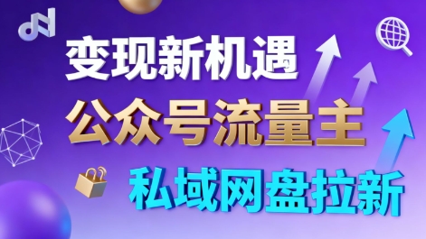 公众号流量主+私域网盘拉新，多方式变现，简单易上手，当天就有收益-最全资源库