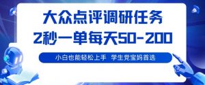 大众点评调研,电脑任务,2秒一单每天50-2张,学生党宝妈首选【揭秘】-最全资源库