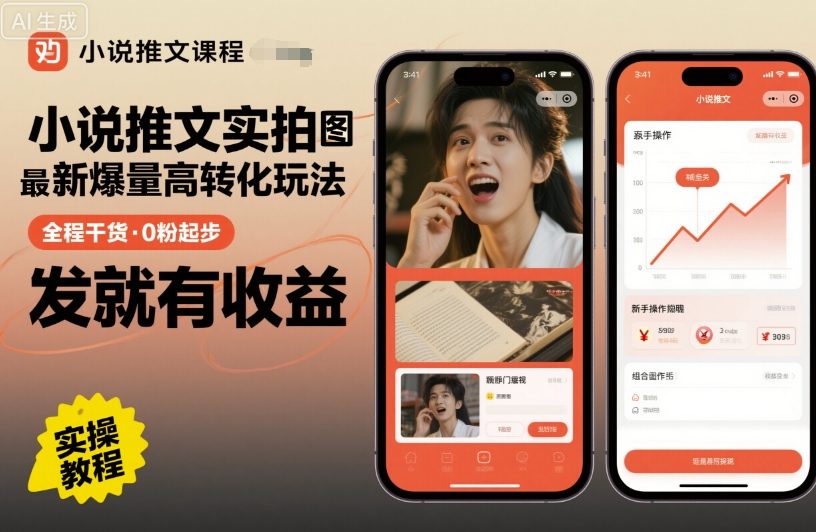 小说推文实拍双图文最新爆量高转化玩法，全程干货，0粉起步，发就有收益-最全资源库