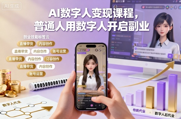AI数字人变现课程,普通人用数字人开启副业-最全资源库