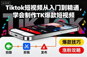 Tiktok短视频从入门到精通，学会制作TK爆款短视频-最全资源库