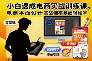 小白速成电商实战训练课，电商平面设计实战课零基础轻松学-最全资源库