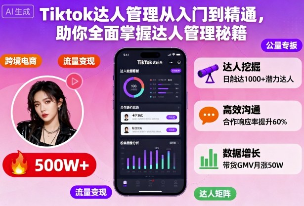 Tiktok达人管理从入门到精通，助你全面掌握达人管理秘籍-最全资源库