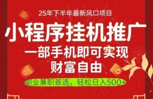 一部手机即可实现财富自由,微信小程序推广最新玩法教学,操作简单容易上手【揭秘】-最全资源库
